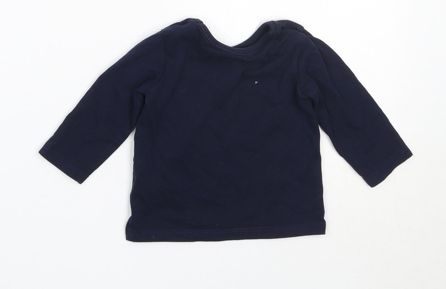 George Girls Blue  Cotton Basic T-Shirt Size 3-6 Months Round Neck