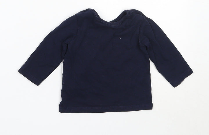 George Girls Blue  Cotton Basic T-Shirt Size 3-6 Months Round Neck