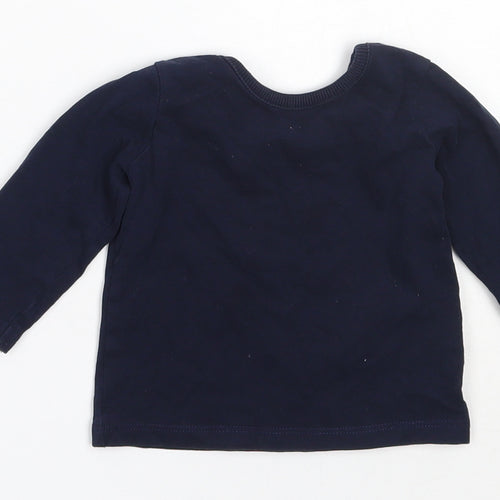 George Girls Blue  Cotton Basic T-Shirt Size 3-6 Months Round Neck