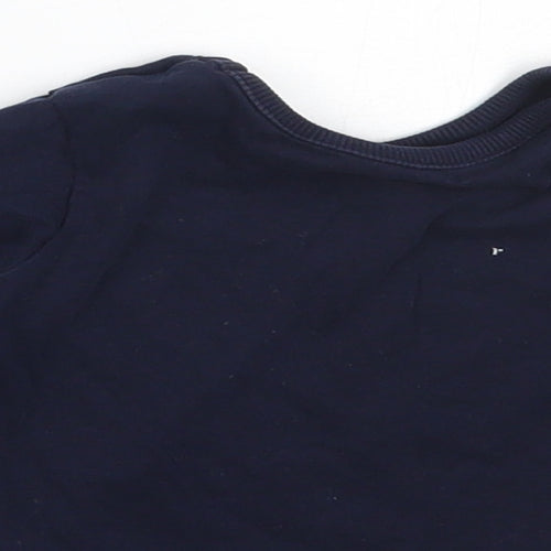 George Girls Blue  Cotton Basic T-Shirt Size 3-6 Months Round Neck
