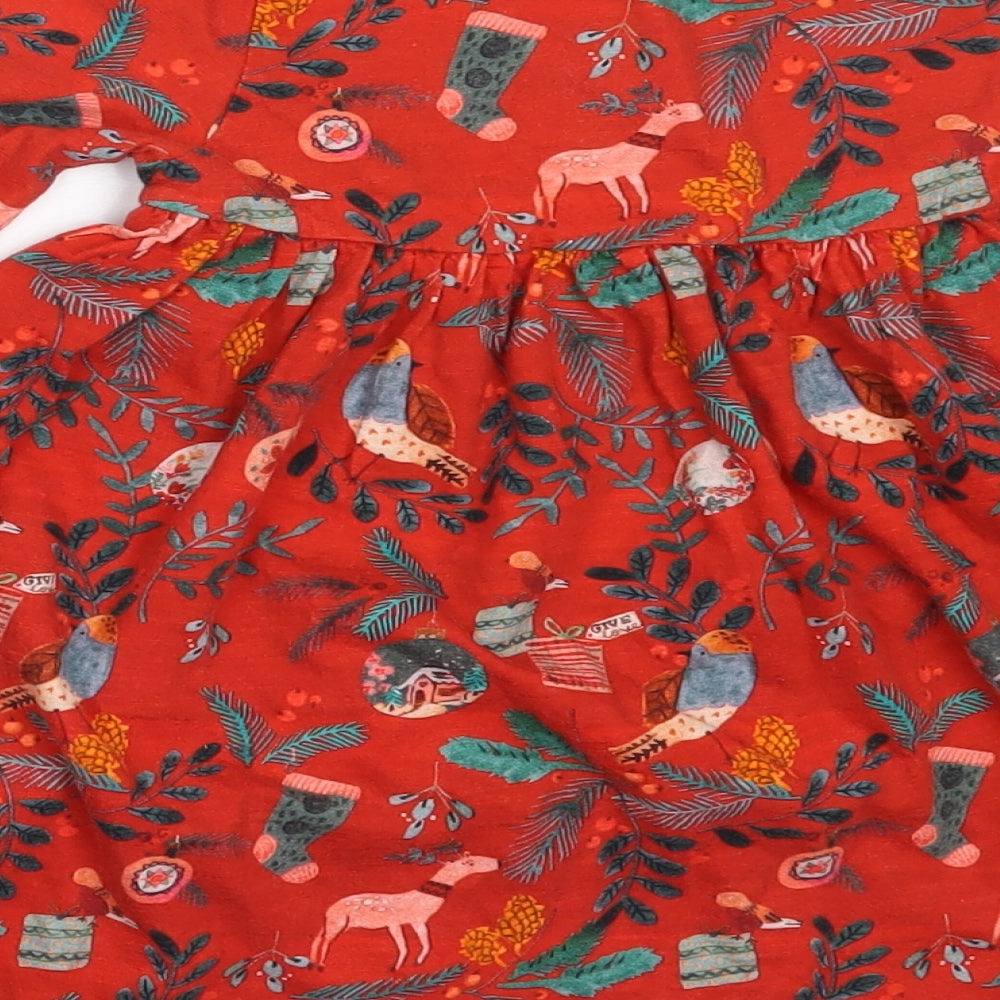 NEXT Girls Red  Cotton Fit & Flare  Size 3-4 Years  Round Neck