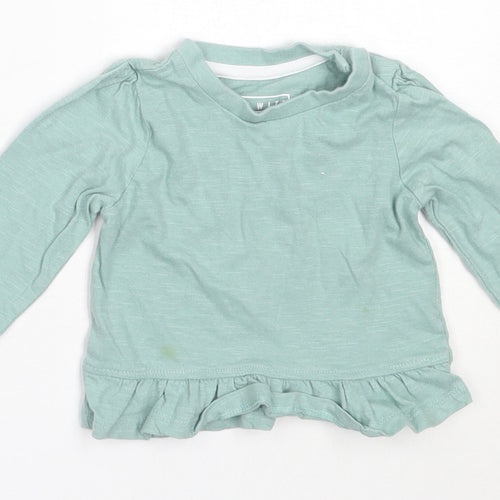 Primark Girls Blue  Cotton Basic T-Shirt Size 3-6 Months Round Neck