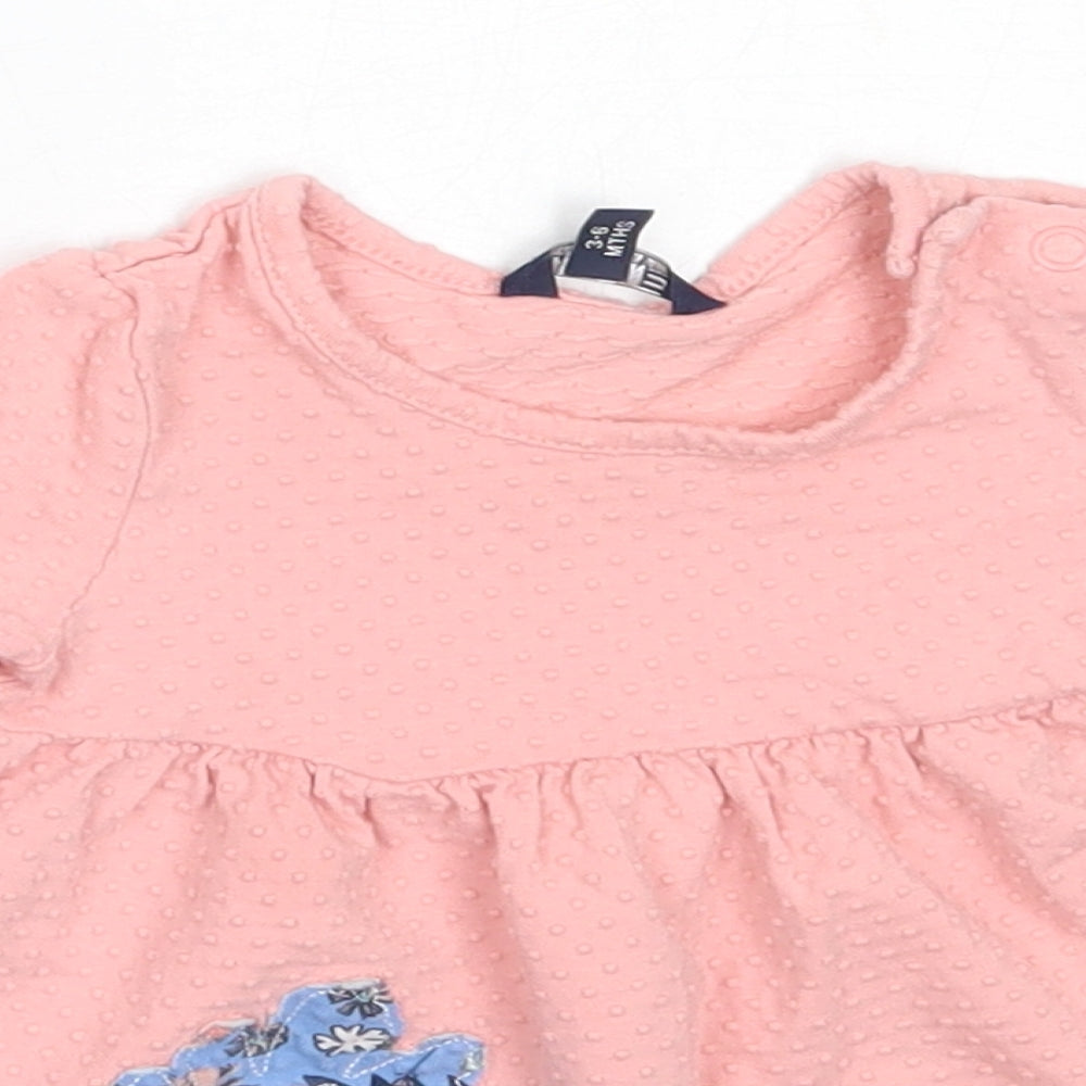 Maine New England Girls Pink  Cotton Fit & Flare  Size 3-6 Months  Round Neck