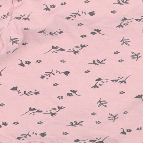 George Girls Pink Floral Cotton Basic T-Shirt Size 3-6 Months Round Neck