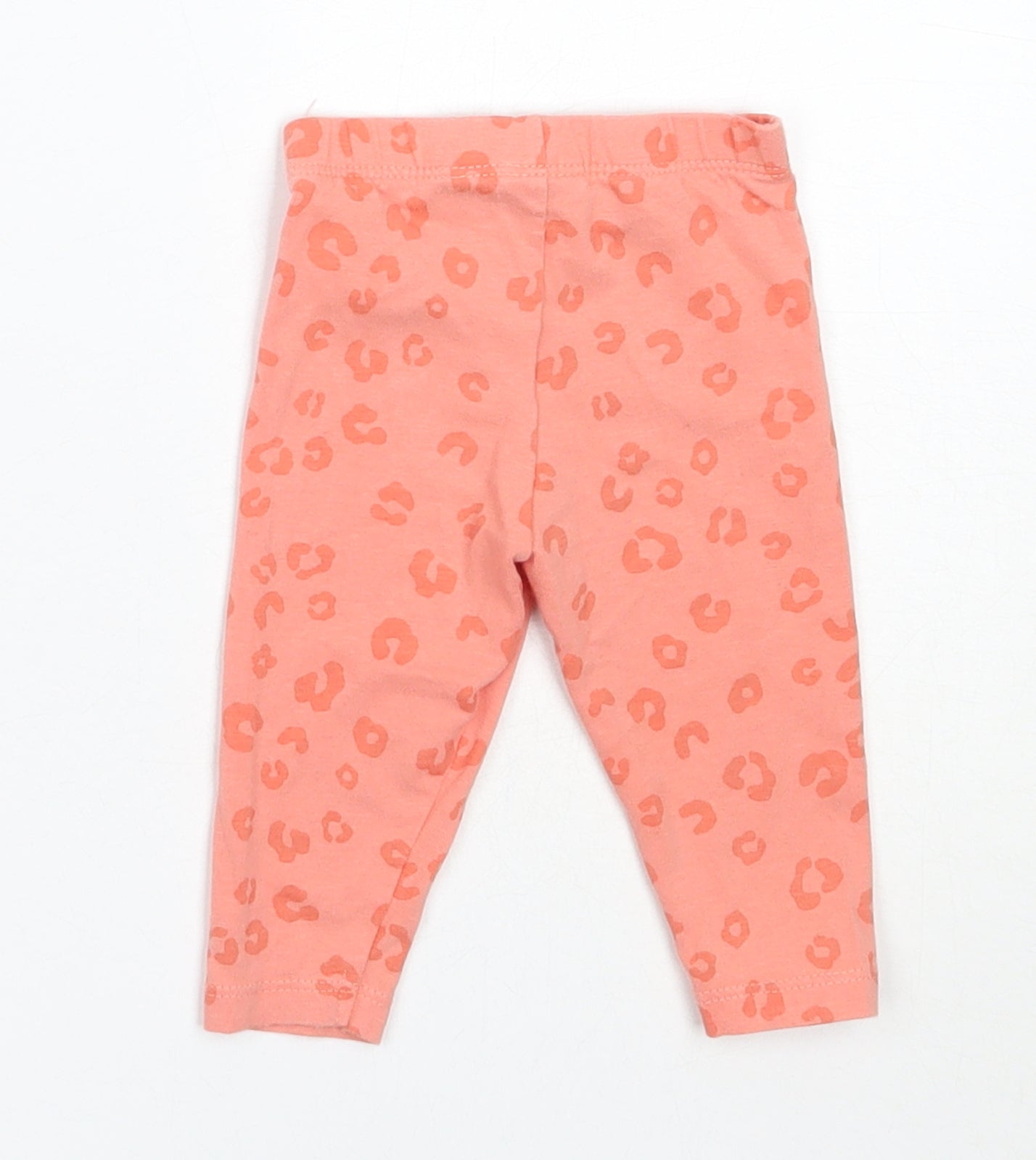 Disney Girls Orange Animal Print Cotton Capri Leggings Size 3-6 Months   - Minnie Mouse