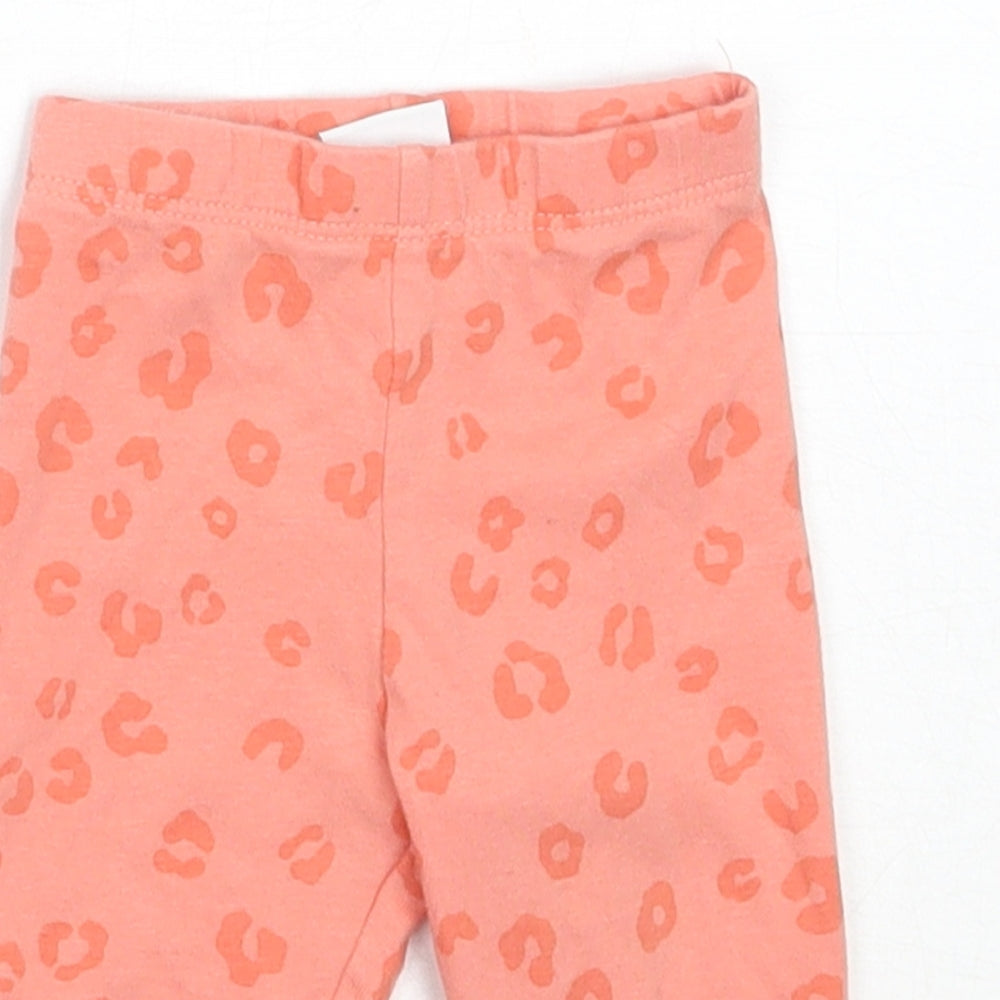 Disney Girls Orange Animal Print Cotton Capri Leggings Size 3-6 Months   - Minnie Mouse