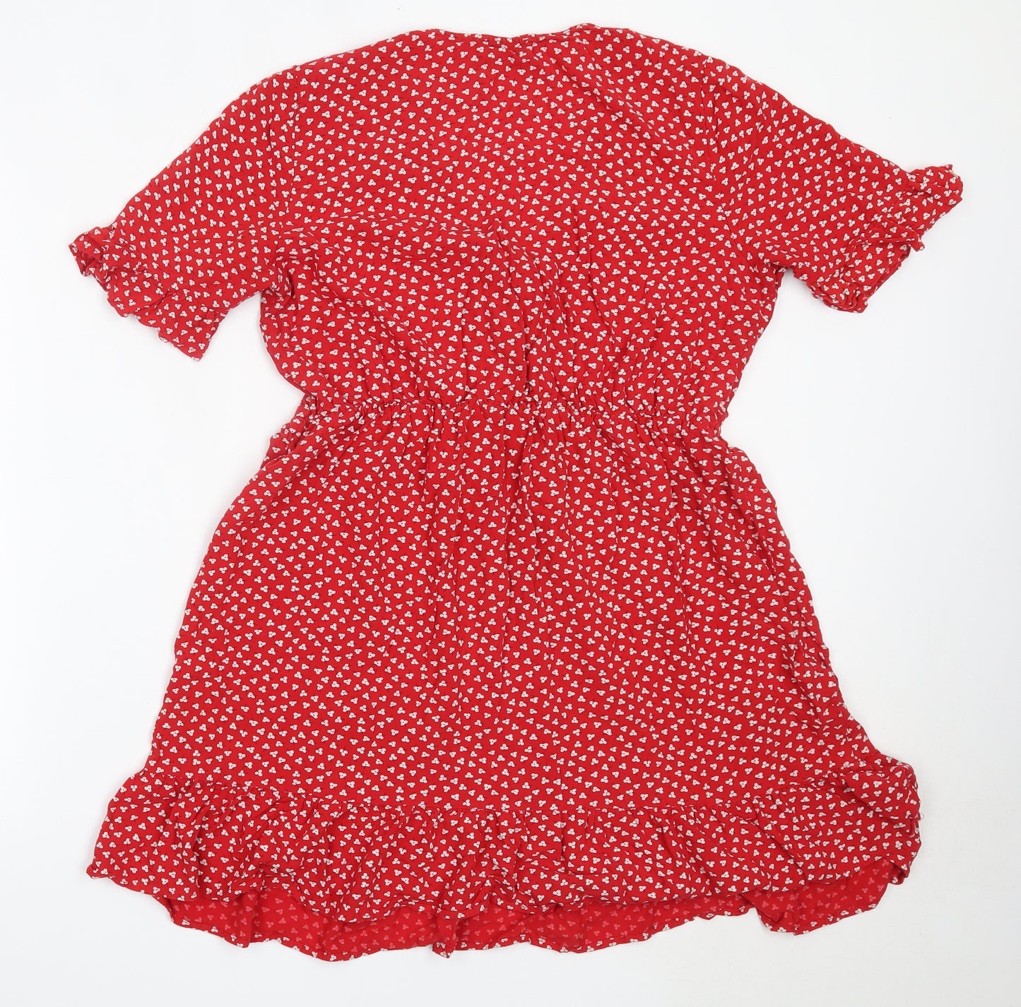 Matalan Womens Red Floral Viscose Fit & Flare  Size 14  V-Neck