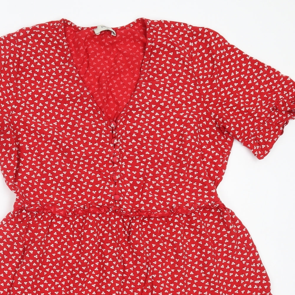 Matalan Womens Red Floral Viscose Fit & Flare  Size 14  V-Neck