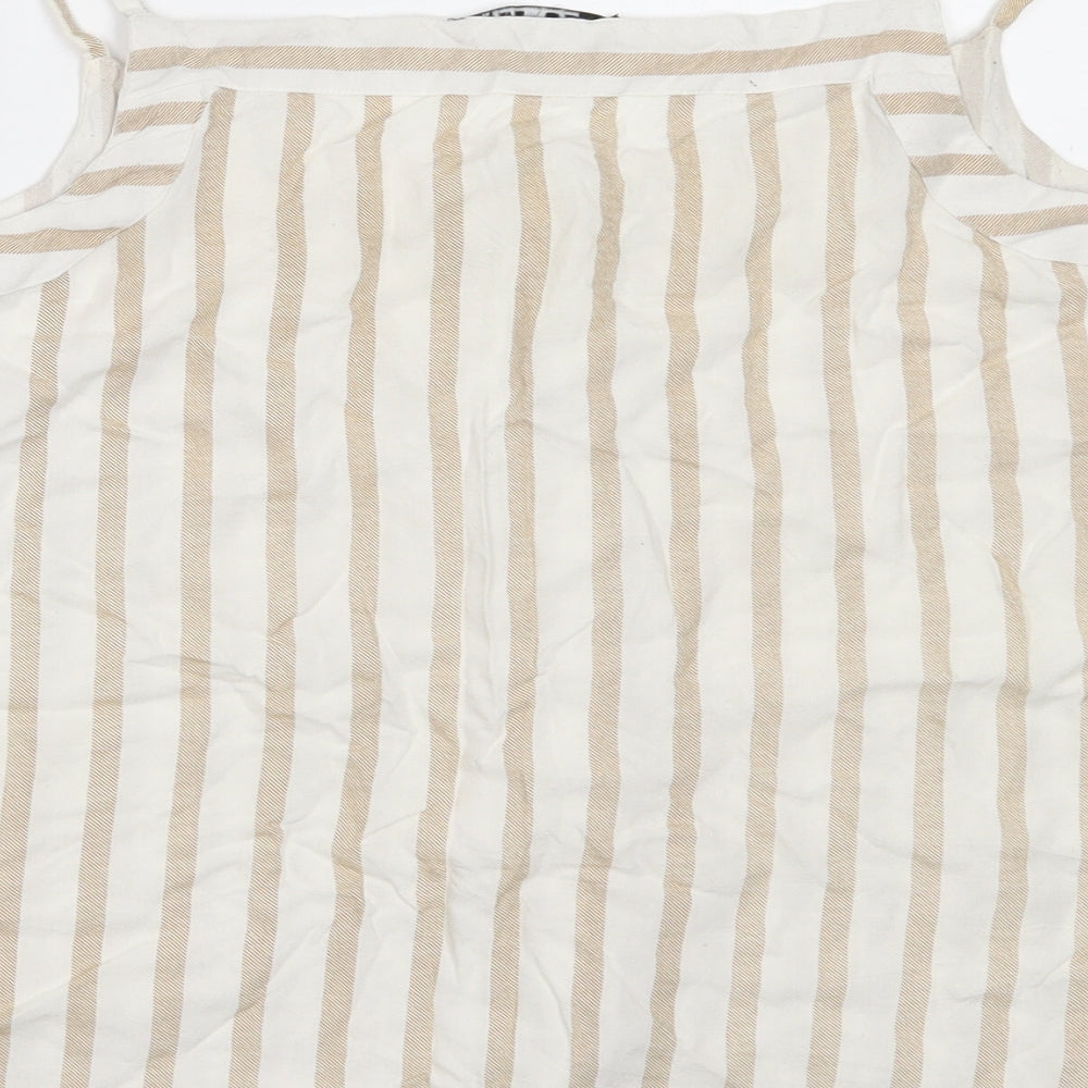 Select Womens Beige Striped Viscose Basic Blouse Size 18 V-Neck