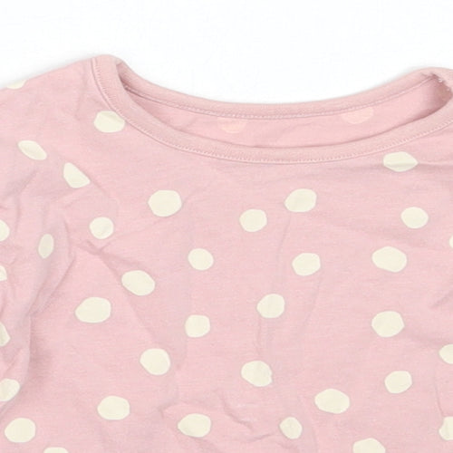 George Girls Pink Polka Dot Cotton Basic T-Shirt Size 6-9 Months Round Neck
