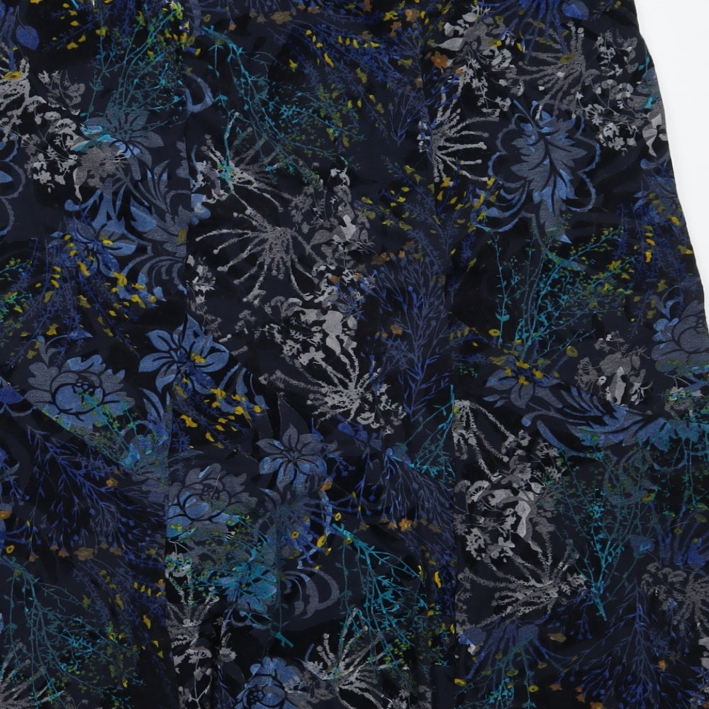 Bonmarché Womens Blue Floral Polyester Flare Skirt Size 16