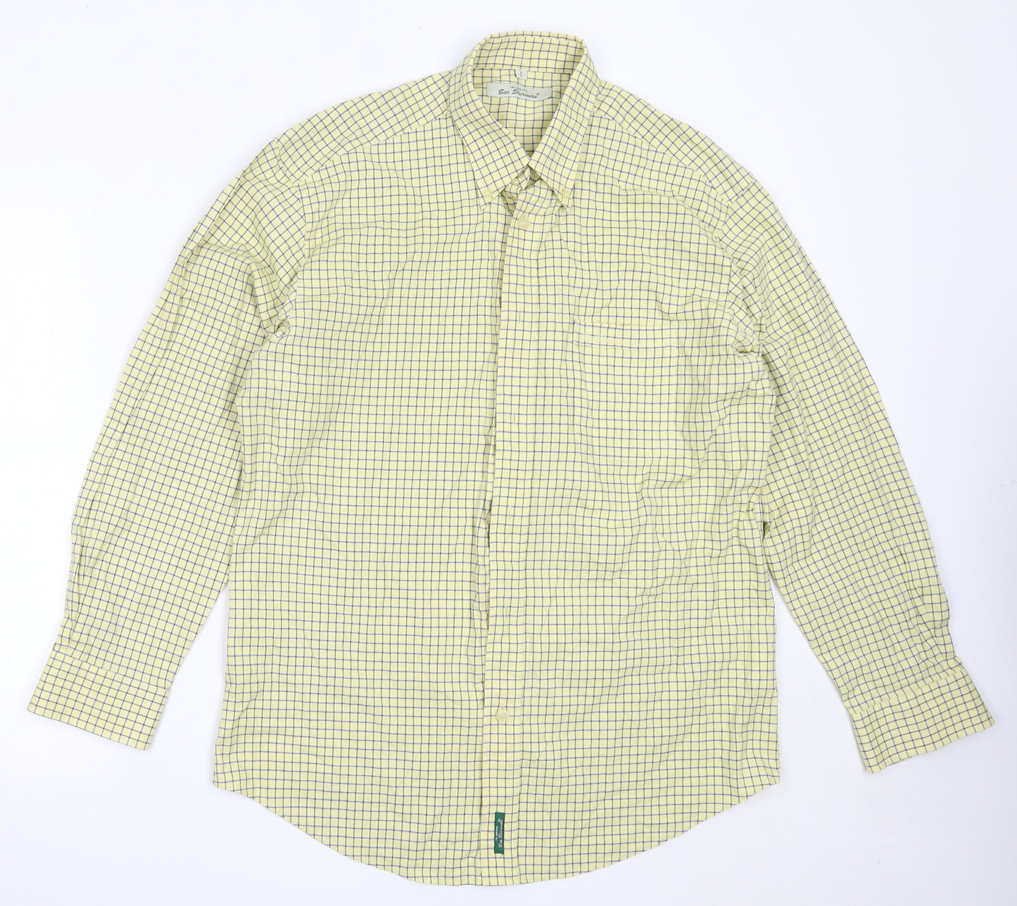 Ben Sherman Mens Yellow  Cotton  Button-Up Size L Collared