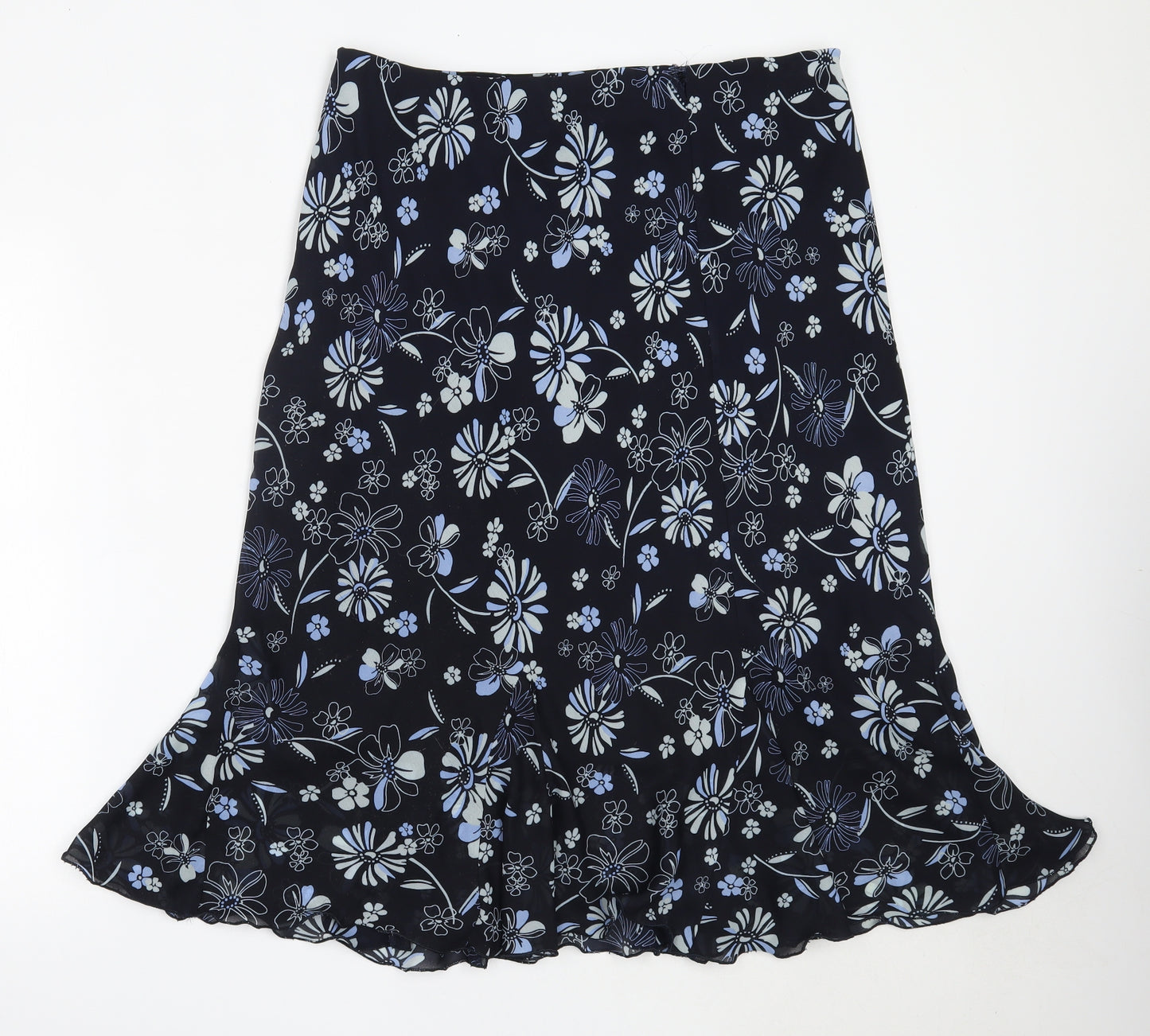 Bonmarché Womens Blue Floral Polyester Flare Skirt Size 18