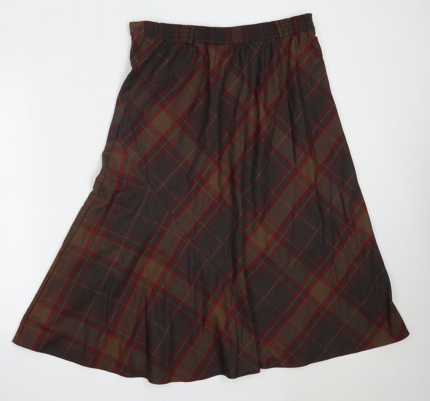 Isle Womens Brown Check Polyester Flare Skirt Size 16