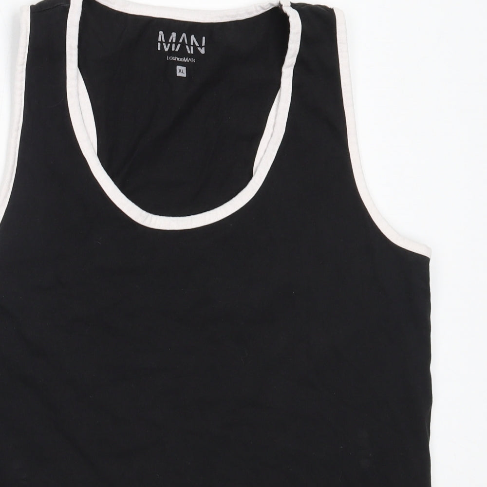 Boohoo Mens Black  Cotton  T-Shirt Size XL Round Neck