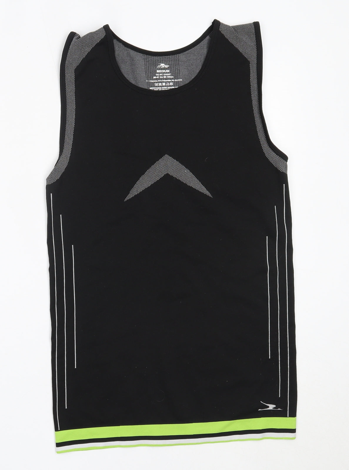 Crane Mens Black  Polyester Basic Tank Size M Round Neck