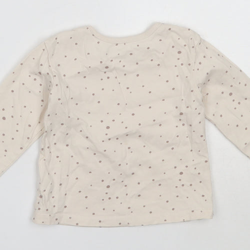 George Girls Ivory Polka Dot Cotton Basic T-Shirt Size 6-9 Months Round Neck