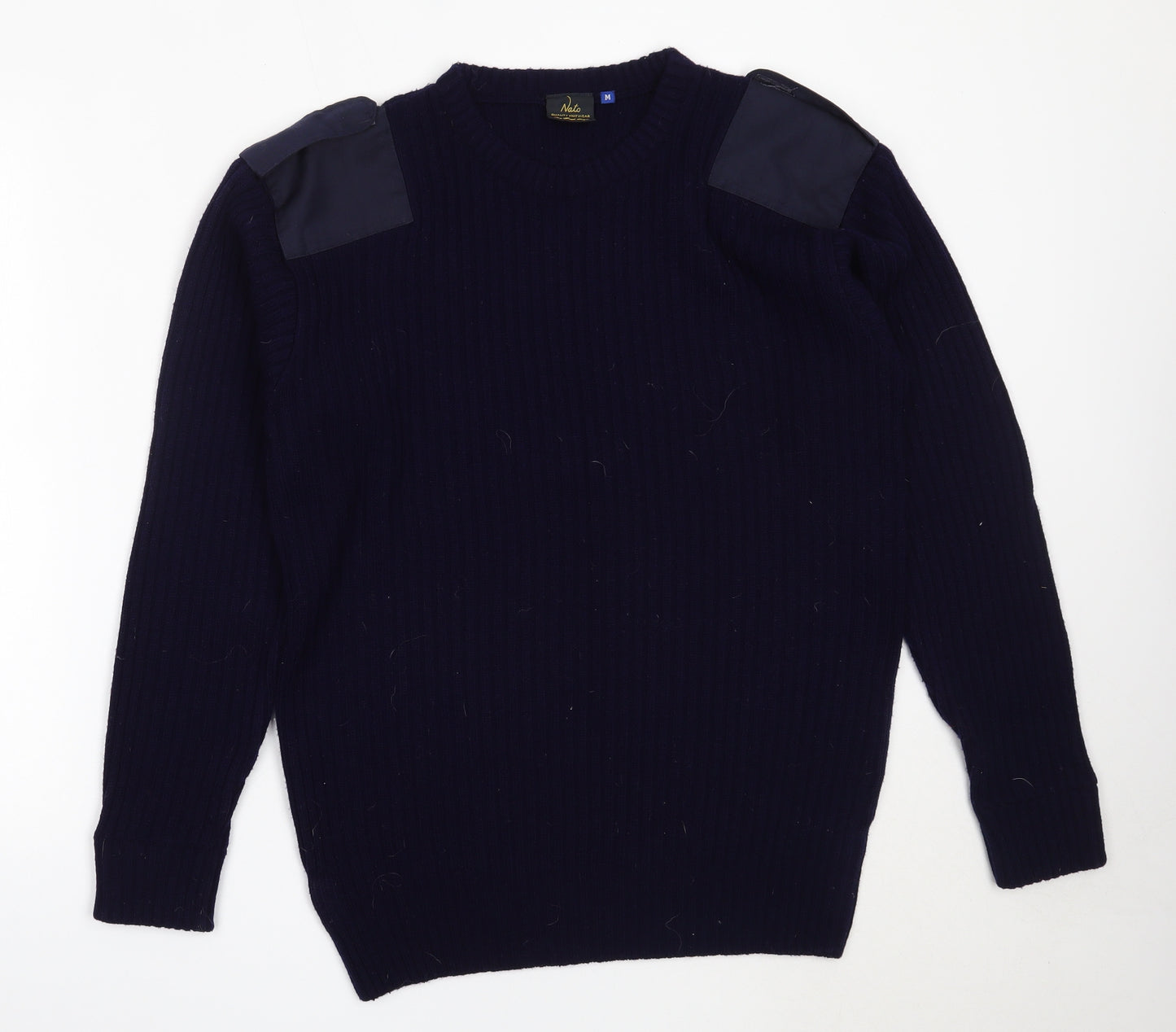 NATO Mens Blue Round Neck  Acrylic Pullover Jumper Size M