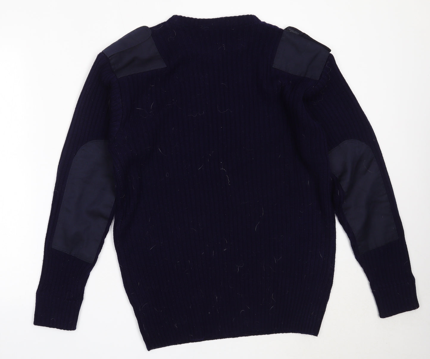 NATO Mens Blue Round Neck  Acrylic Pullover Jumper Size M