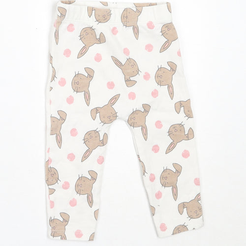 George Girls White  Cotton Capri Leggings Size 6-9 Months