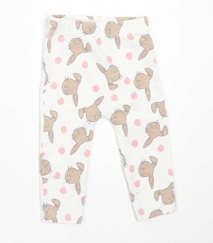 George Girls White Cotton Capri Leggings Size 6-9 Months