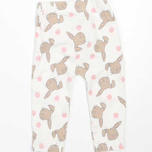 George Girls White  Cotton Capri Leggings Size 6-9 Months