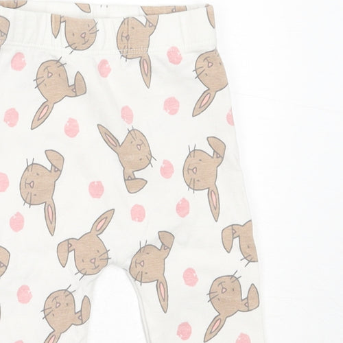 George Girls White  Cotton Capri Leggings Size 6-9 Months