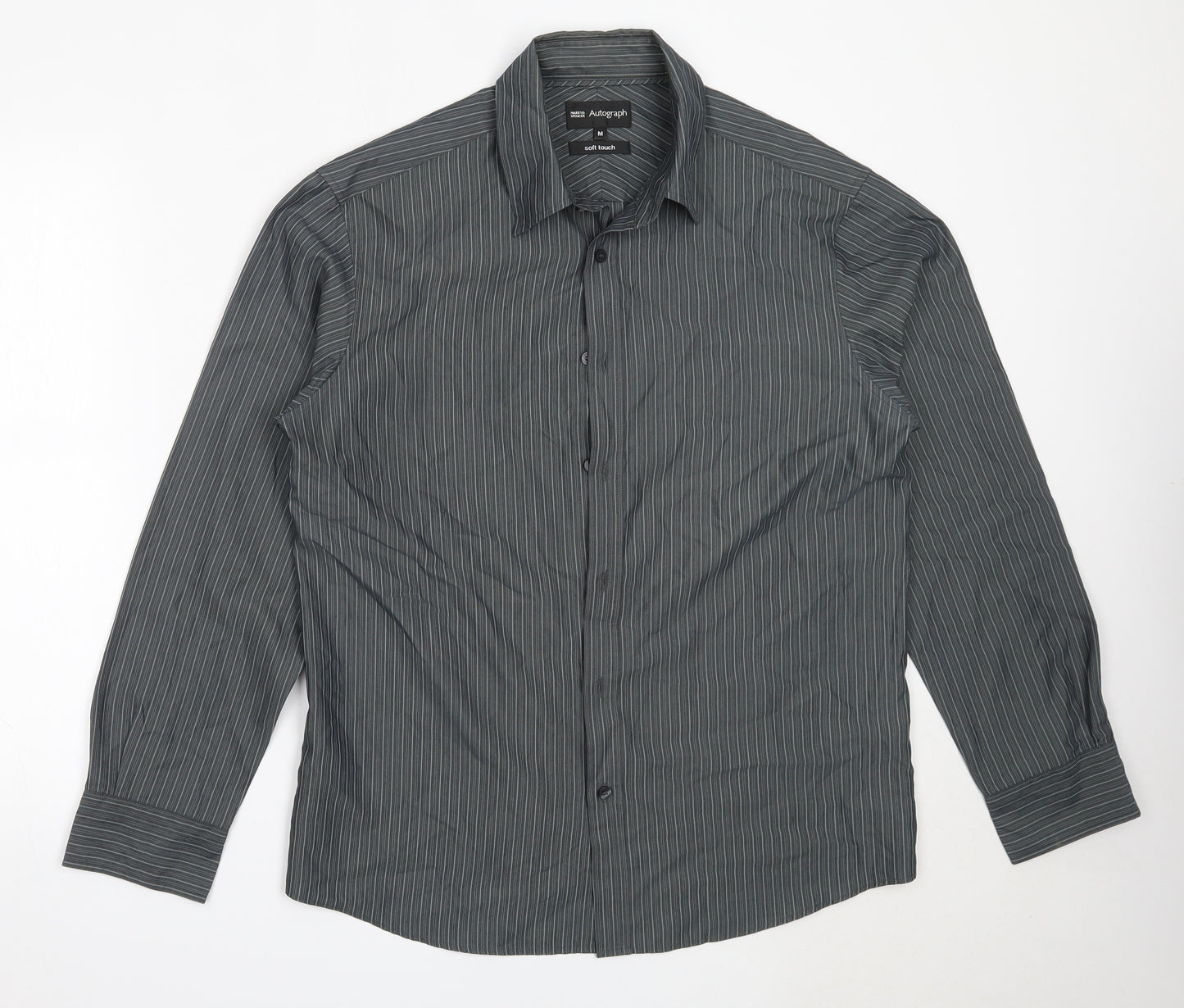 Marks and Spencer Mens Grey  Modal  Button-Up Size M Collared