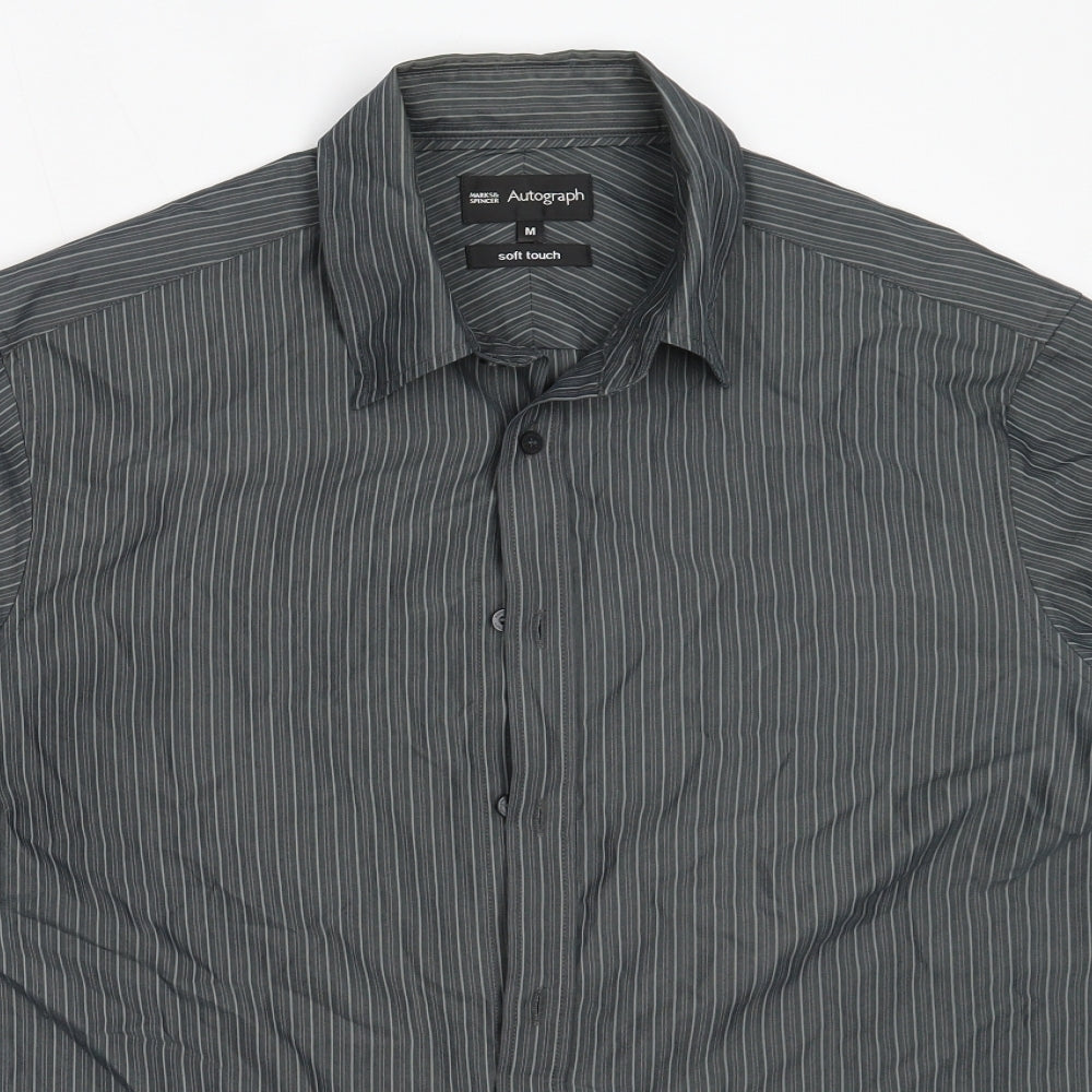 Marks and Spencer Mens Grey  Modal  Button-Up Size M Collared