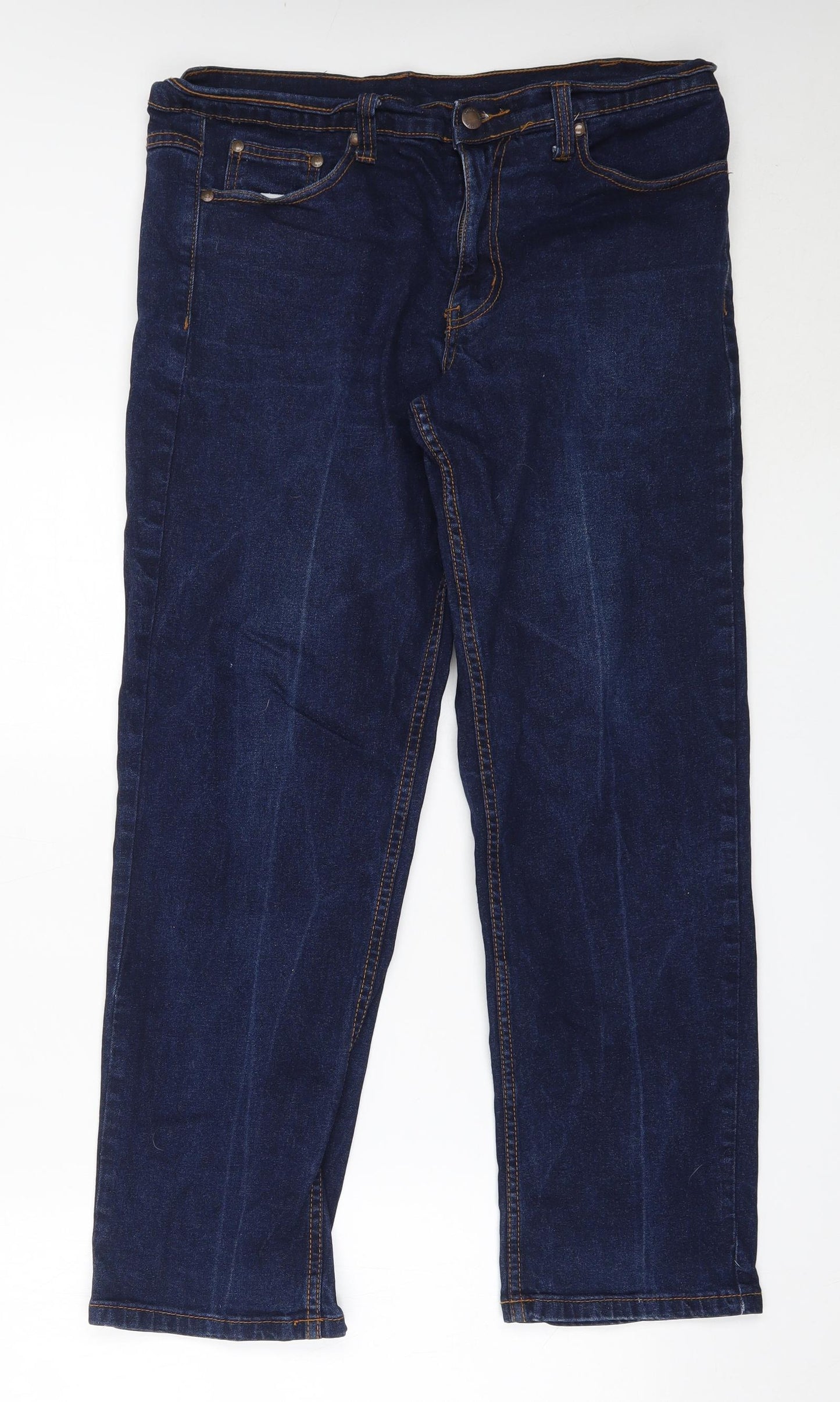 Cotton Traders Mens Blue  Cotton Straight Jeans Size 34 in L29 in Regular