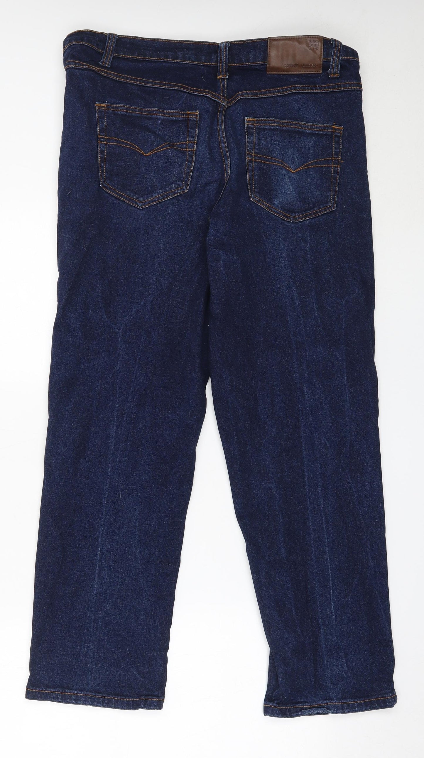 Cotton Traders Mens Blue  Cotton Straight Jeans Size 34 in L29 in Regular
