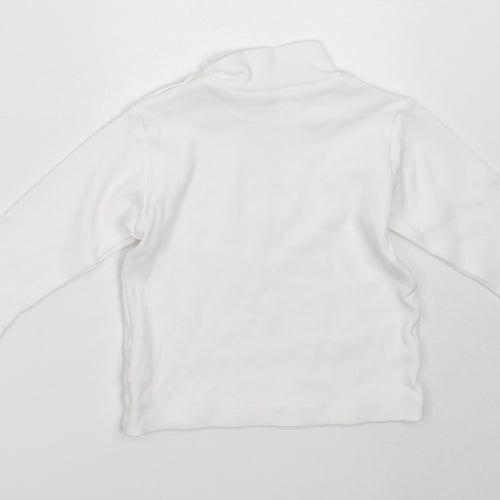 Betetto Girls White  Cotton Basic T-Shirt Size 12-18 Months High Neck