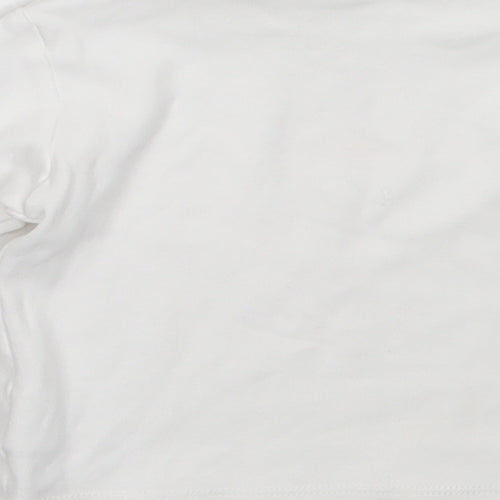 Betetto Girls White  Cotton Basic T-Shirt Size 12-18 Months High Neck