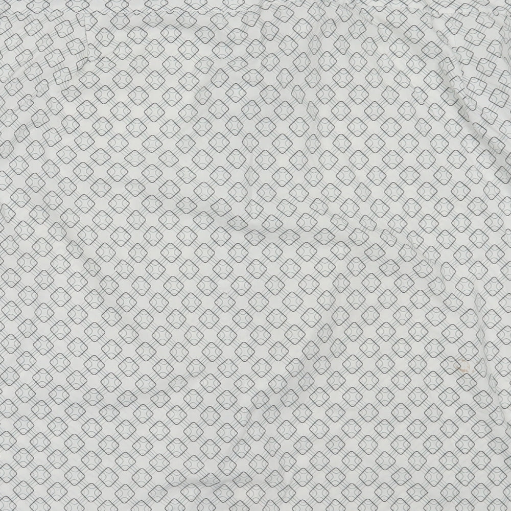 Petroleum Mens White Geometric Cotton  Button-Up Size L Collared