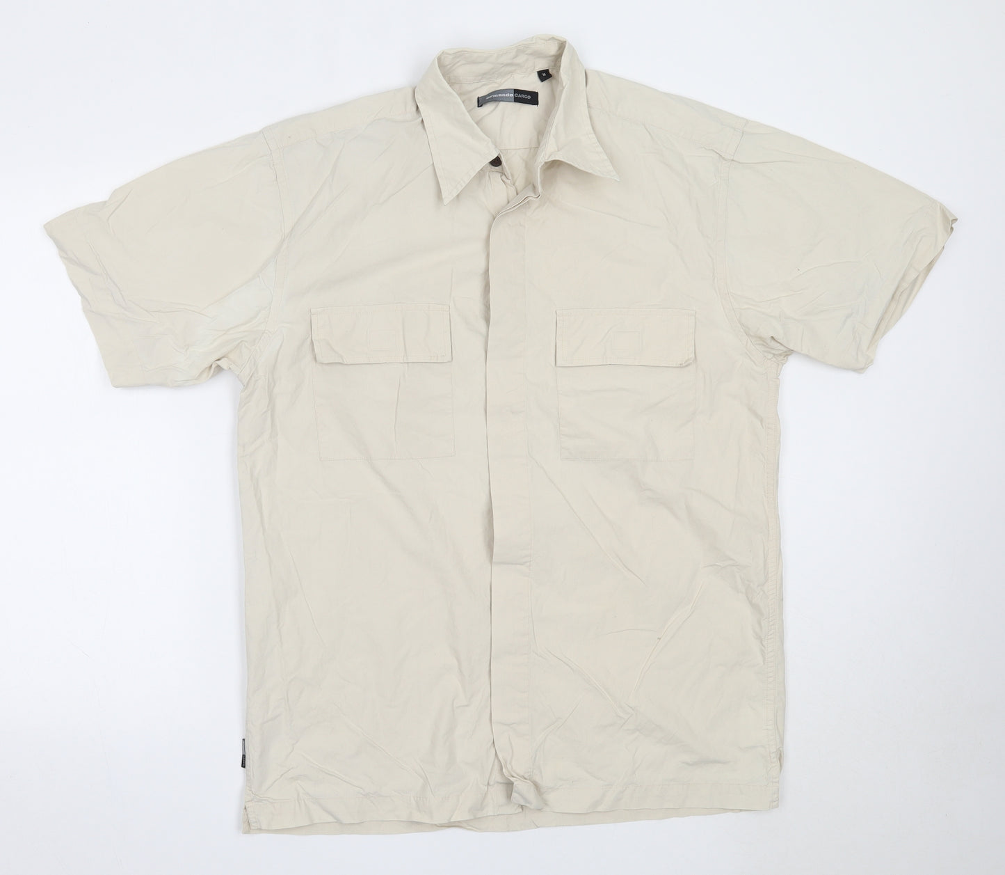 Armando Mens Beige  Cotton  Button-Up Size L Collared