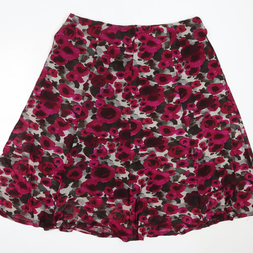 BM Womens Pink Floral Polyester Flare Skirt Size 18