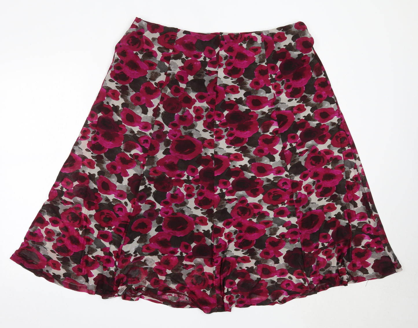 BM Womens Pink Floral Polyester Flare Skirt Size 18