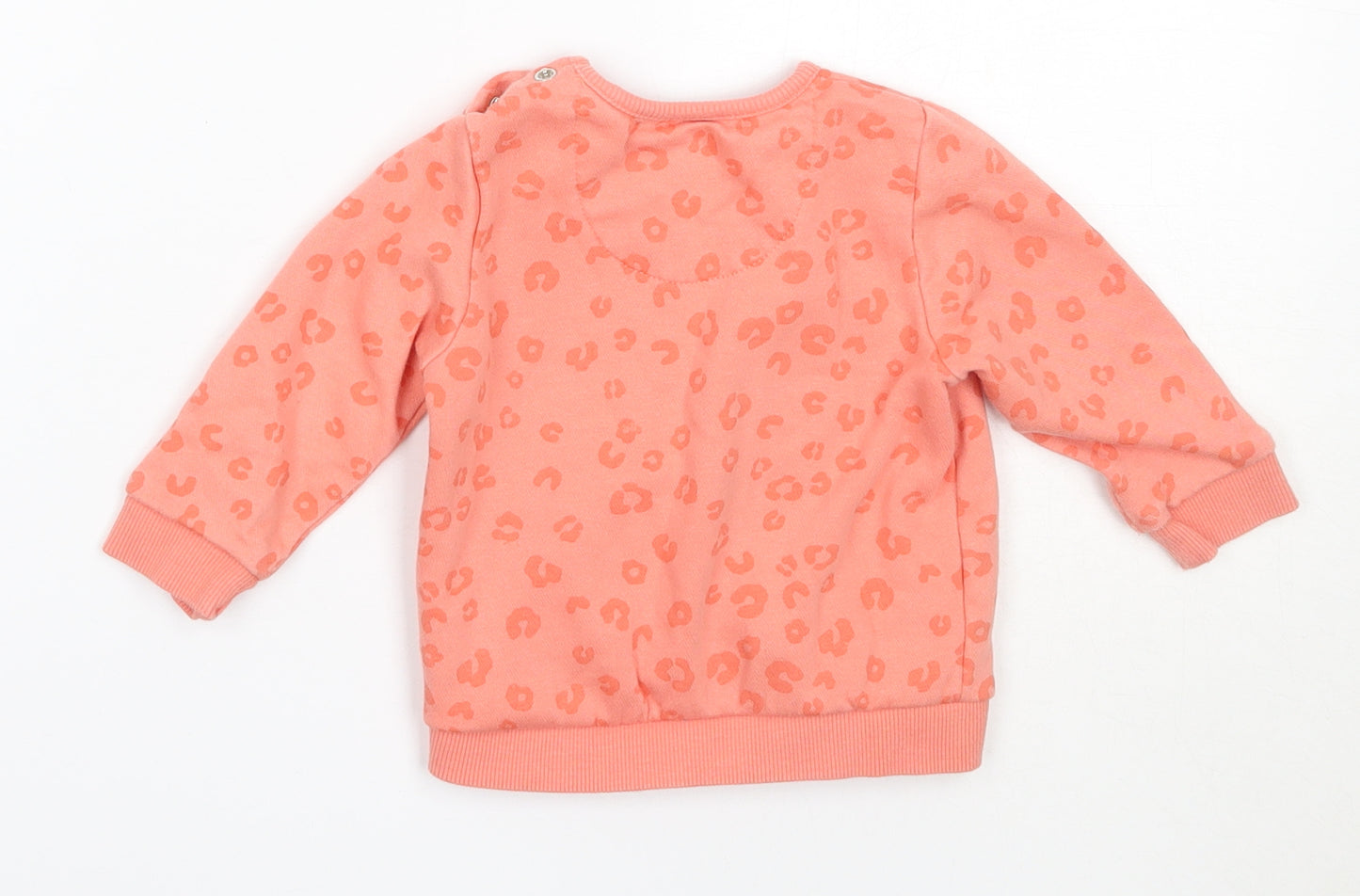 F&F Girls Orange Animal Print Cotton Pullover Jumper Size 3-6 Months   - minnie mouse