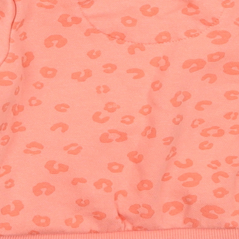 F&F Girls Orange Animal Print Cotton Pullover Jumper Size 3-6 Months   - minnie mouse