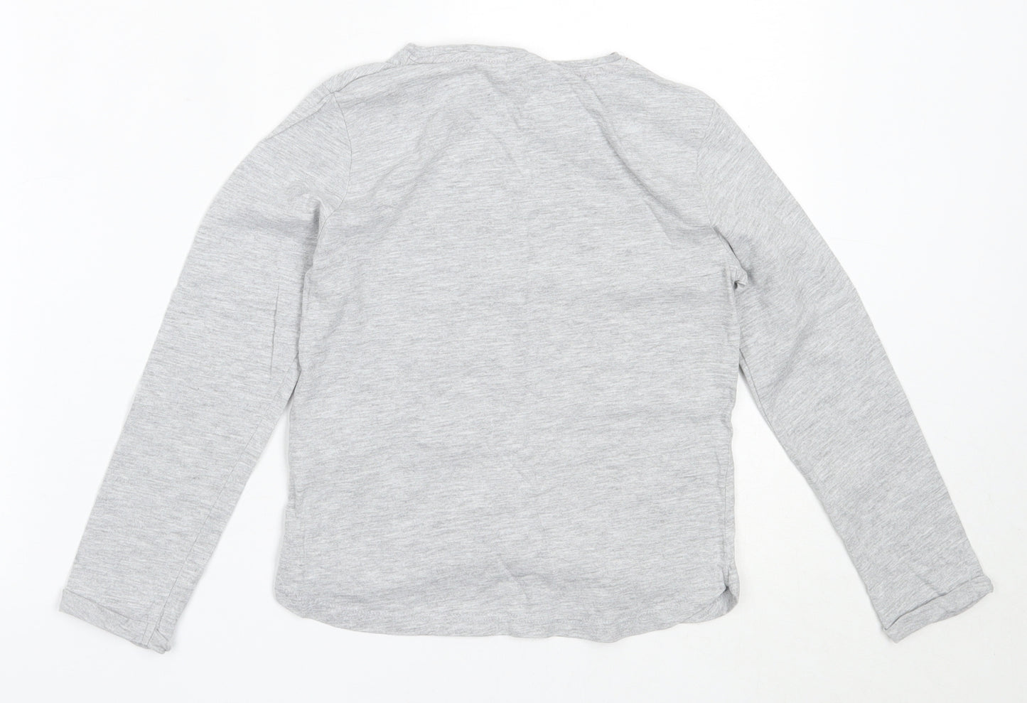 Preworn Girls Grey  Cotton Basic T-Shirt Size 8 Years Round Neck