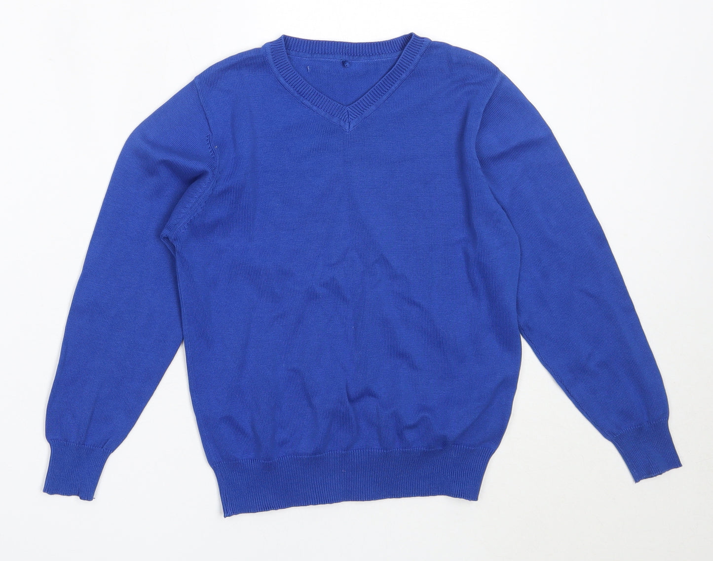 George Boys Blue V-Neck  Cotton Pullover Jumper Size 5-6 Years
