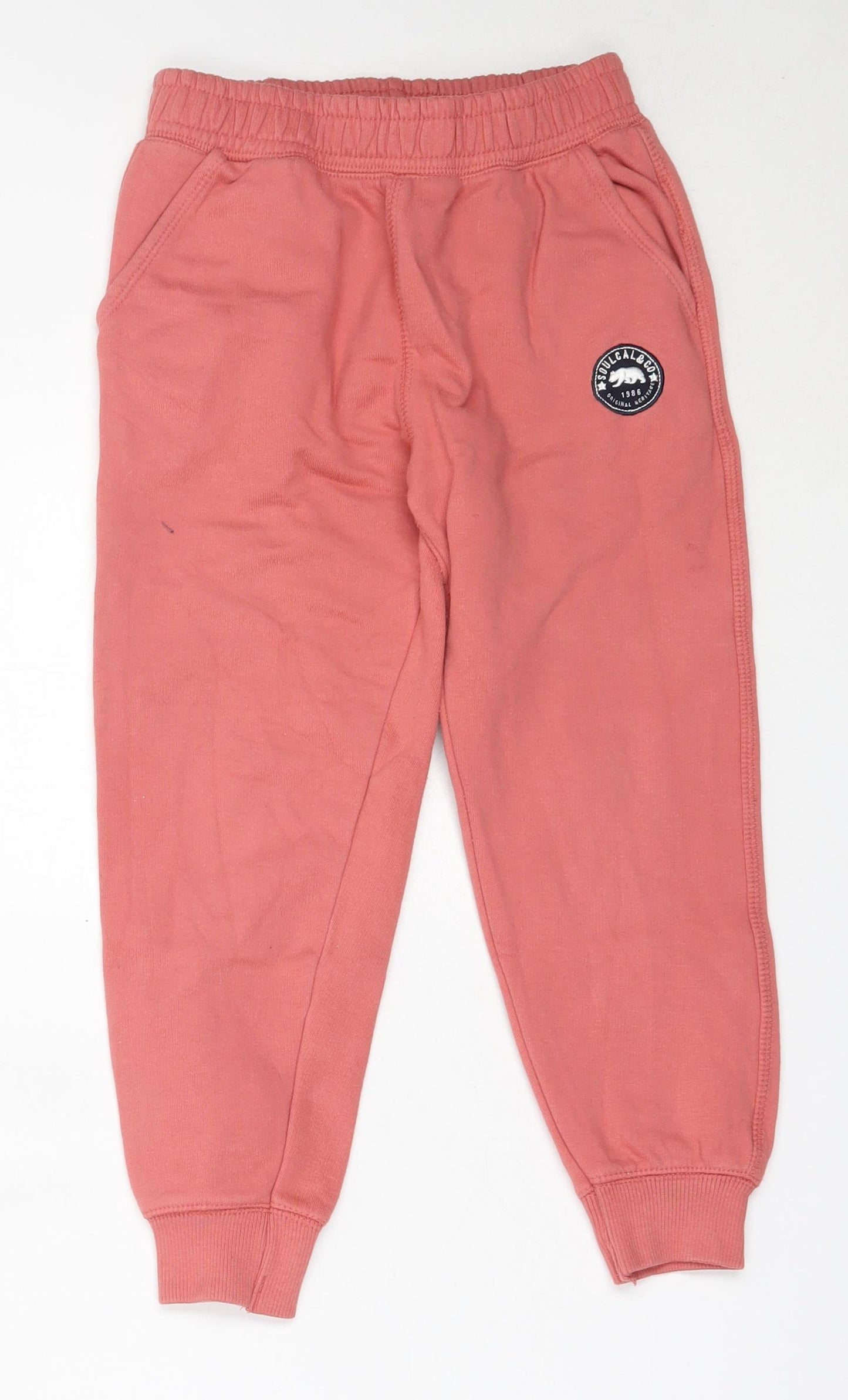 SoulCal&Co Boys Pink  Cotton Jogger Trousers Size 6-7 Years  Regular