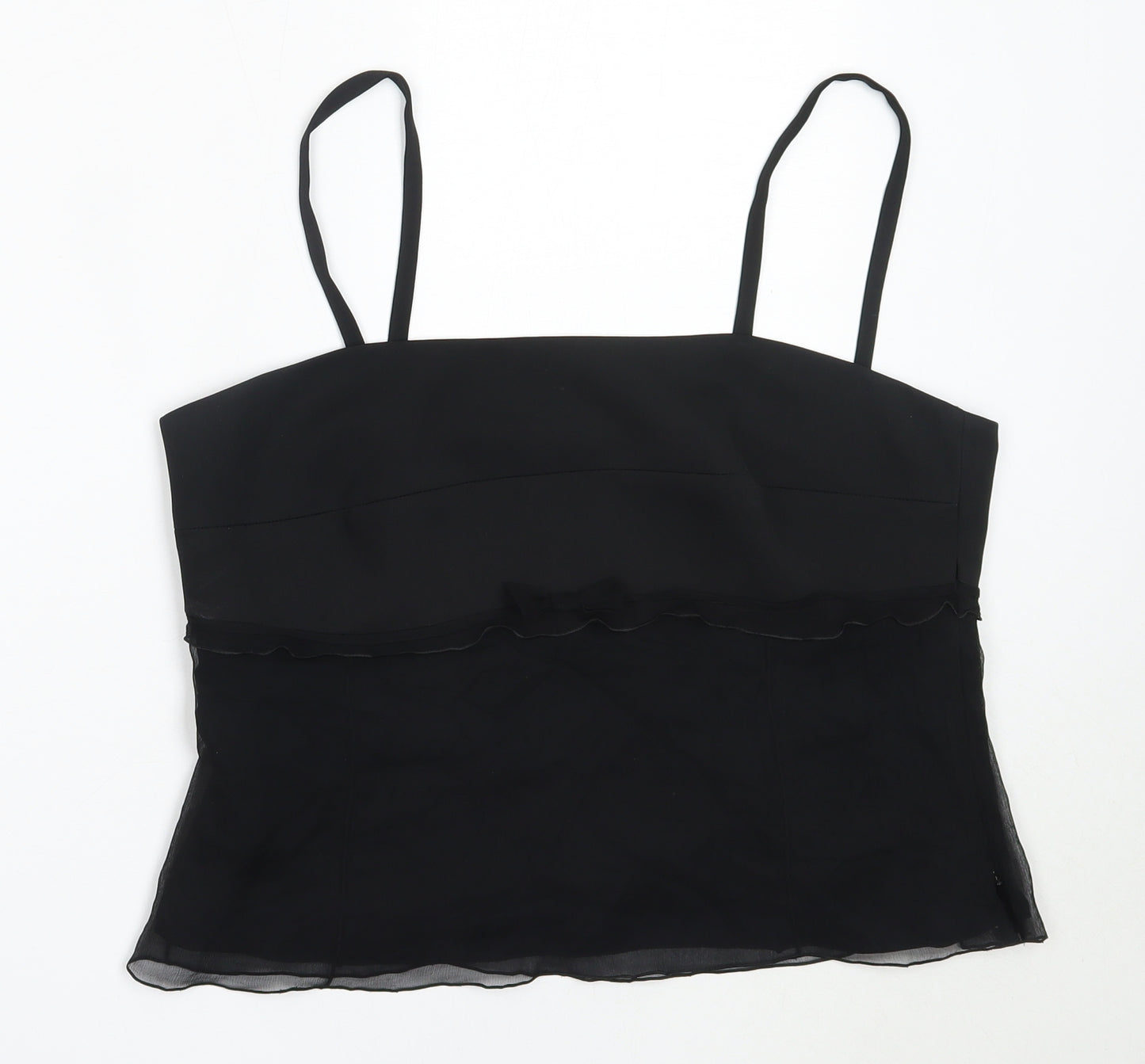Preworn Womens Black  Polyester Camisole Blouse Size 16 Square Neck