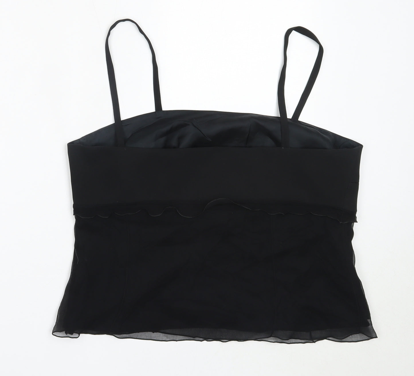 Preworn Womens Black  Polyester Camisole Blouse Size 16 Square Neck