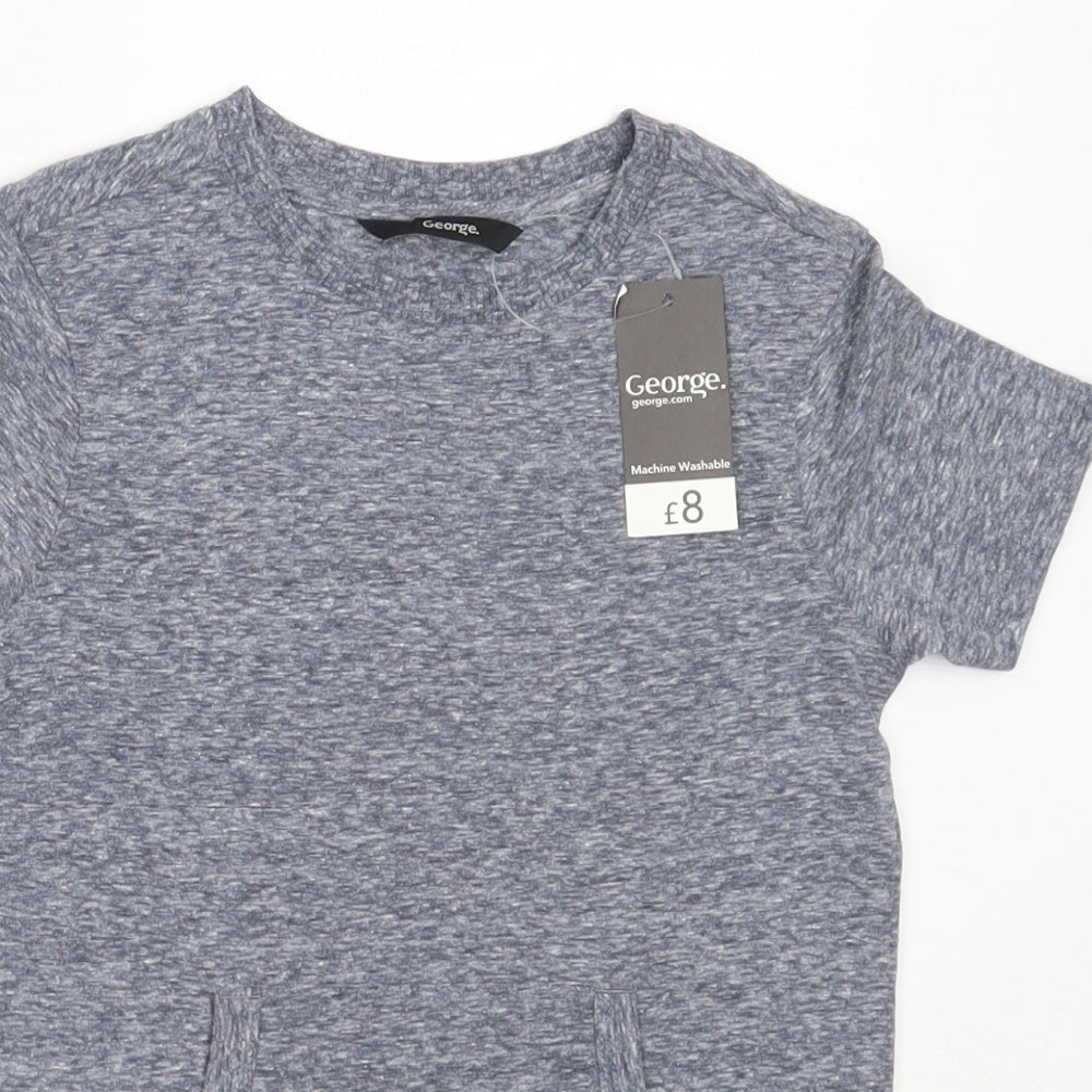George Boys Blue  Polyester Basic T-Shirt Size 4-5 Years Round Neck