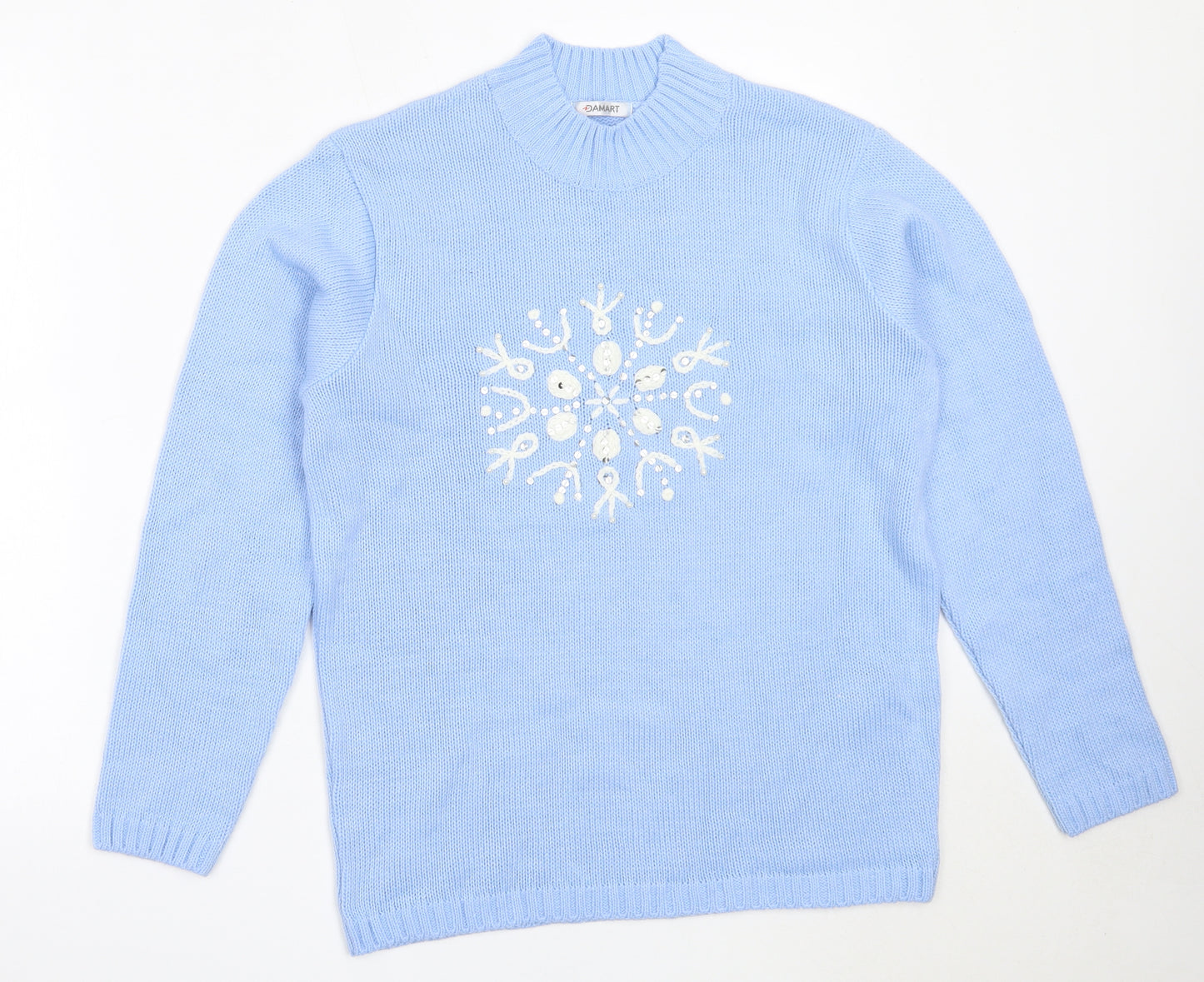 Damart Womens Blue Round Neck  Acrylic Pullover Jumper Size 10