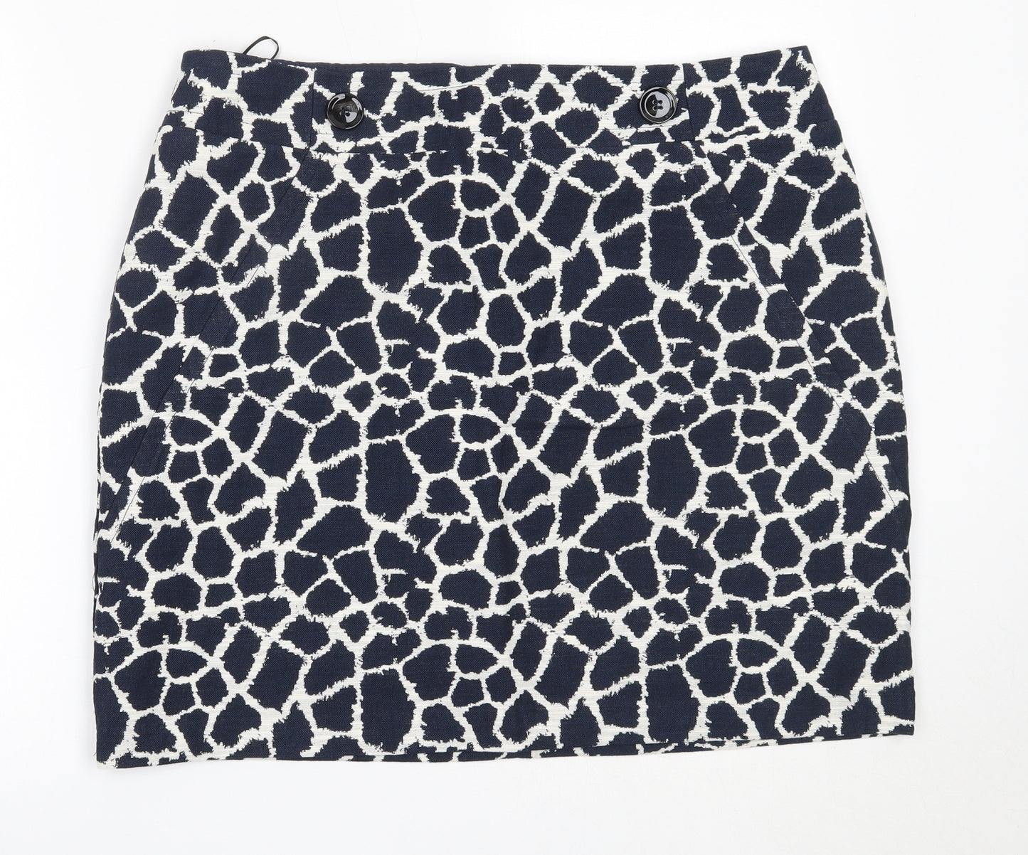 Marks and Spencer Womens Blue Animal Print Cotton Mini Skirt Size 18