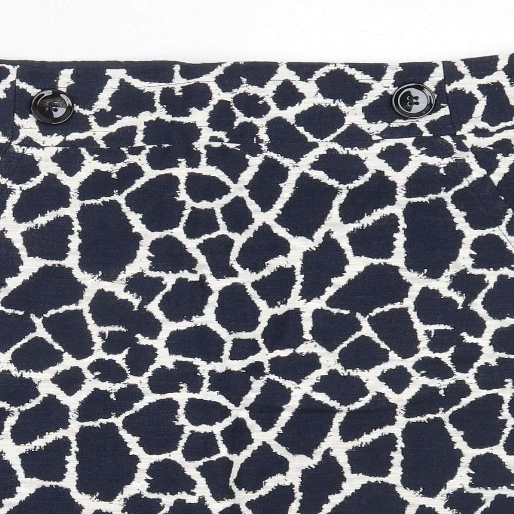 Marks and Spencer Womens Blue Animal Print Cotton Mini Skirt Size 18