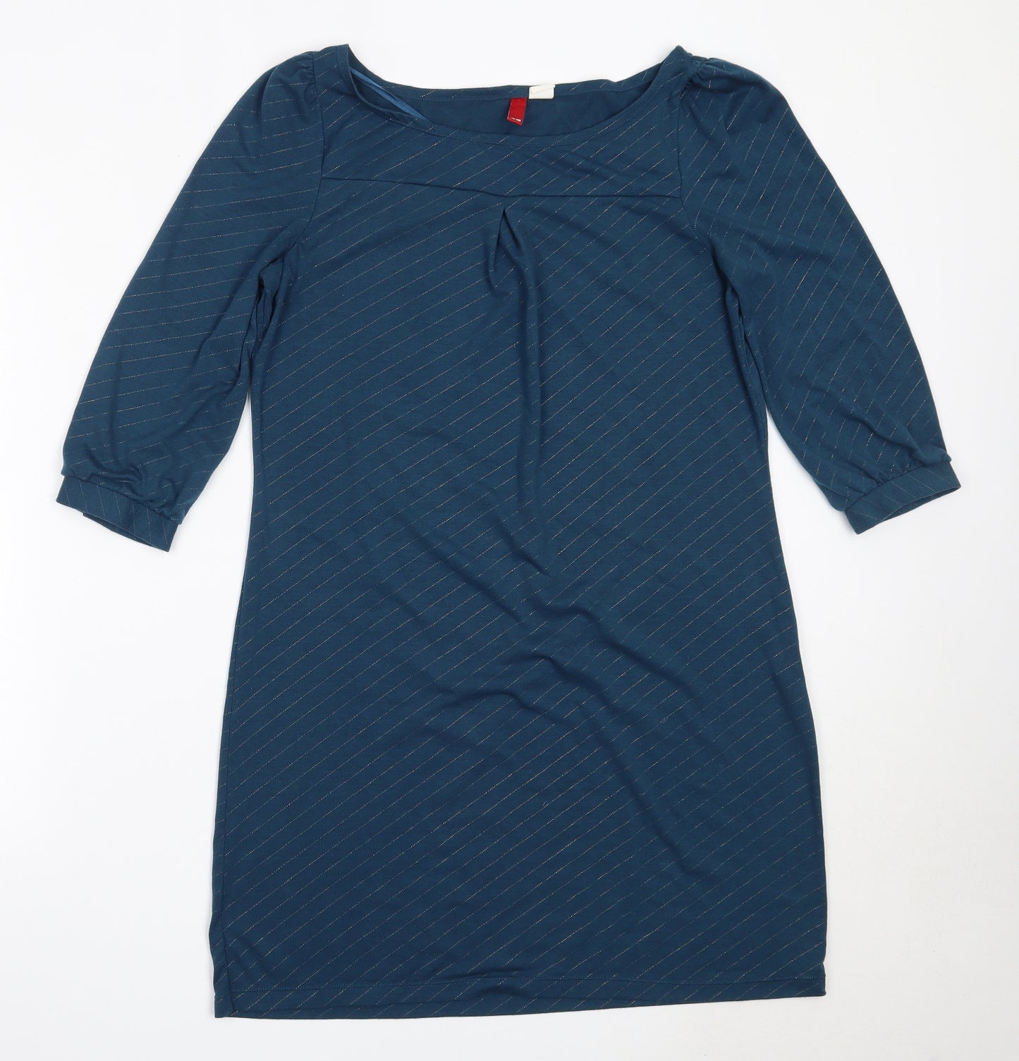 H&M Womens Blue  Polyester Shift  Size 40  Round Neck