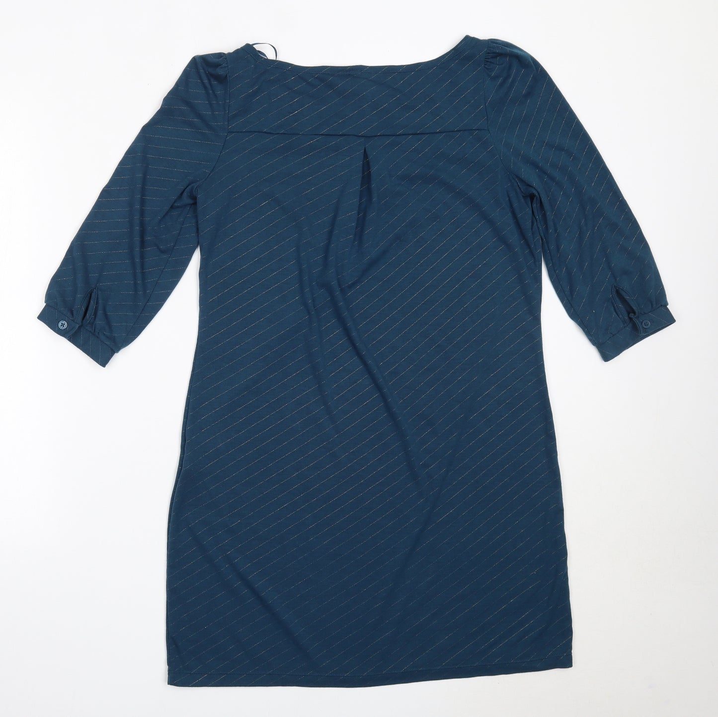H&M Womens Blue  Polyester Shift  Size 40  Round Neck